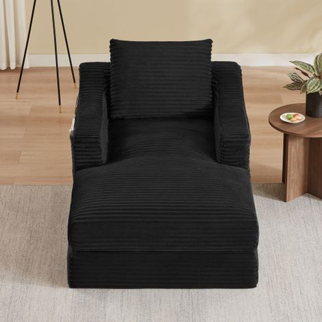 Canapé sans dossier, fauteuil lounge minimaliste moderne en velours côtelé, canapé lounge spacieux une place, canapé de détente pour salon et chambre, conception à double couche, convertible en lit (1/5)