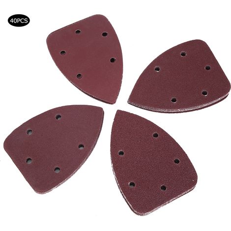 Set mit 40 dreieckigen Schleifpapieren mit Samtrückseite, 5 Löcher, 140 x 90 mm (1/5)