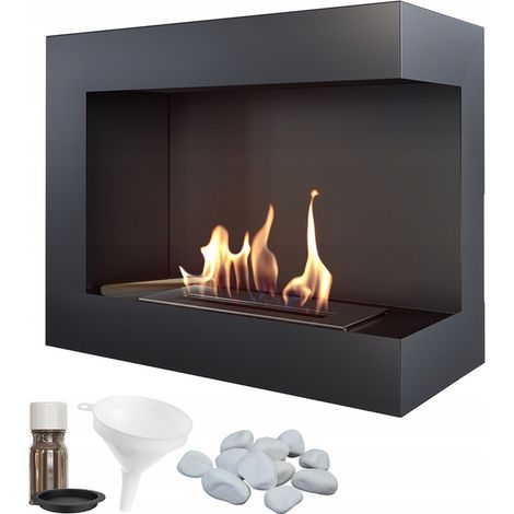Wandkamin Bioethanol DELTA 600 TÜV rechts Deko Steine Set (1/5)