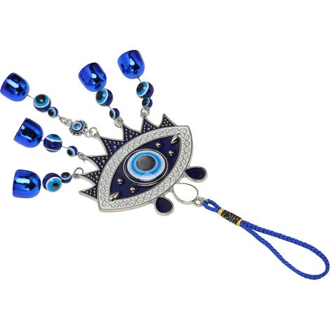 Porte-Bonheur Œil Bleu Suspension Auto, Ornement Rétroviseur Antivol Malchance, Guirlande Murale Jardin Bureau Patio, Pendentif Voiture Chance et Richesse (1/5)