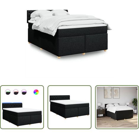 Matelas à ressorts ensachés - Sommier à lattes de lit avec matelas Noir 140x190 cm Tissu (1/5)