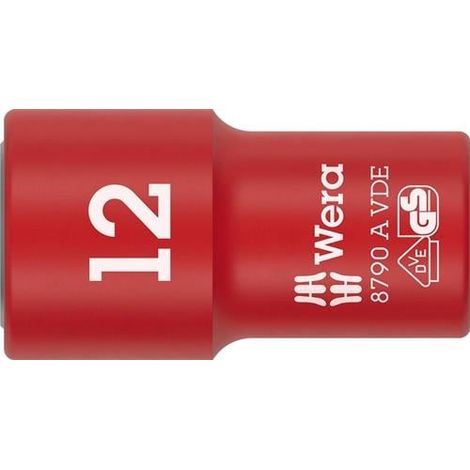 Vaso de punta 8790 A VDE 1/4 pulgadas SW 12mm L.41mm WERA (1/5)