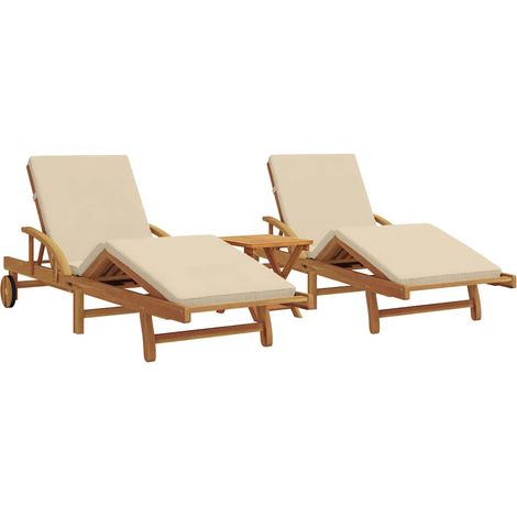 Maison Exclusive - Lettino da sole 3 pcs Beige 200 x 67 x 84 cm (1/5)