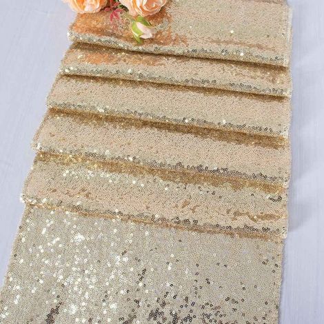 (Or Clair, 1)Chemin de Table à Paillettes Or Rose pour Mariage / décoration d'évènements 30.5 x 182cm (1/5)