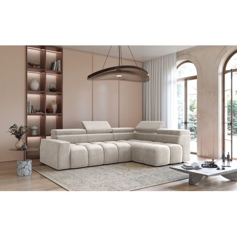 Ecksofa Designersofa DARCY in Stoff Salvador Beige Ottomane Rechts (1/5)