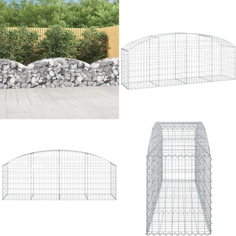 Gabione mit Hochbogen 200x50x60/80 cm Verzinktes Eisen - Gabionenkorb - Gabionenwand - Gartendekoration - Gartenzubehör - Zaun - Home & Living (1/5)