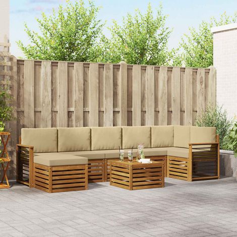 vidaXL Outdoor-Sofagarnitur 8 pcs Natur und Beige Massivholz Akazie (1/5)