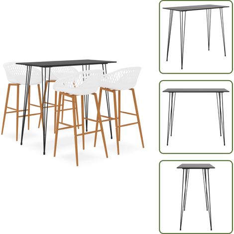 Ensemble de bar 5 pcs Noir et blanc - Ensemble De Bar - Meuble De Salle À Manger - Table De Bar - Tabouret De Bar - Mobilier Moderne (1/5)
