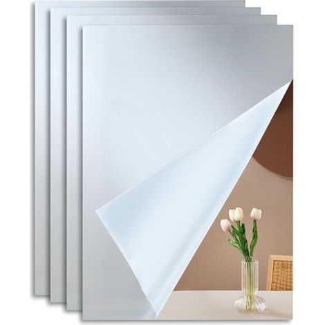 4 Pièces Miroirs Adhésifs Muraux en Acrylique - Décoration Murale Pratique, Anti-Humidité et Résistant aux Chocs, Format A4 pour Salle de Bain et Chambre (1/5)