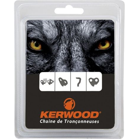 Chaîne Kerwood pour tronçonneuse 3/8" 1,6 mm 68 maillons. Gouge profil carré