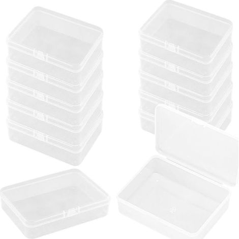 12 Scatole portaoggetti in plastica trasparente, piccolo organizer per perline, scatola rettangolare trasparente, per riporre gioielli, materiali per il fai da te, perline e piccoli oggetti (1/5)