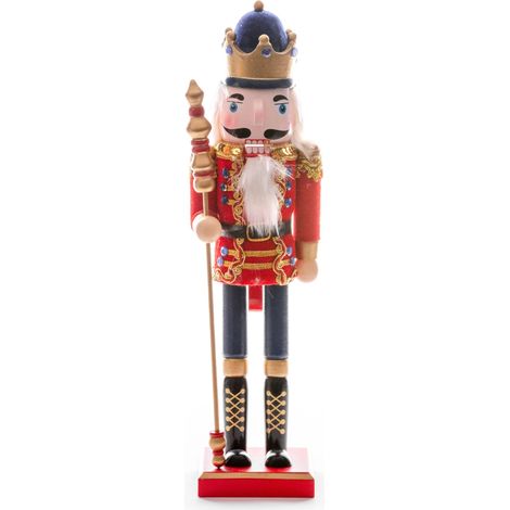 Figur MagicHome Weihnachten Woodeco, 38 cm, Nussknacker mit Krone, Holz (1/2)