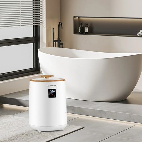 Chauffe-Serviettes 18L Seau Chauffant d’Essuie-Mains avec Écran LED Arrêt Automatique Support de Disque Parfumé 2 Serviettes 100X178CM Blanc (1/2)