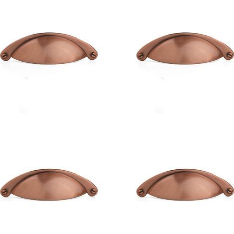 4 Stück Retro-Muschelgriff, Vintage-Möbelgriff, Schubladenknauf, Griff mit Schrauben für Schränke, Kleiderschrank, Kommode, Schubladen (B-430 gebürstete rote Bronze) (1/5)
