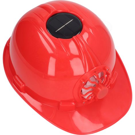 Casque de chantier avec ventilateur solaire intégré, casque de sécurité ventilé en plastique, casque rigide respirant avec doublure amovible pour travaux extérieurs d'été sur les chantiers de construc (1/5)