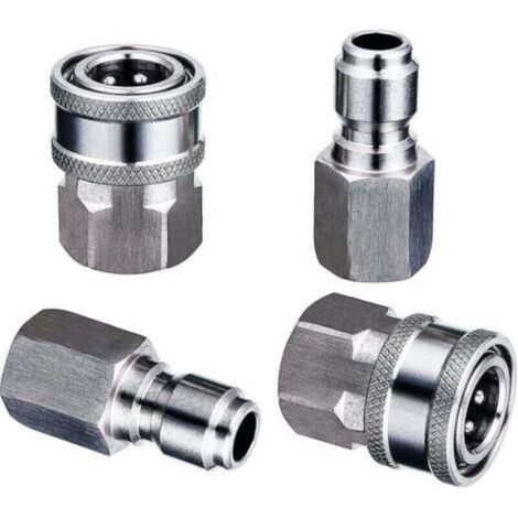 Pressure Washer Adapter 2 Sets 3/8 Inch Quick Connect Fittings Stainless Steel Pressure Washer Fittings Male And Female Power Washer Quick Disconne (1/5)
