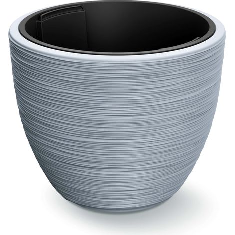 CASARIA® Macetero 30L 40x32cm con Inserto Plástico Maceta Exterior Resistente al Invierno Jardín Terraza Jardinera Plantas Gris