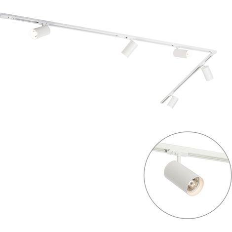 QAZQA Moderno Sistema de iluminación de riel moderno con 5 focos blancos monofásicos GU10 70mm - Iconic Jeana Luxe Acero /Plástico Adecuado para LED Max. 5 x 15 Watt (1/4)