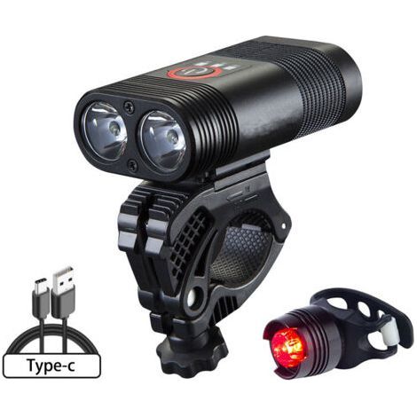 Bicycle Light Aluminum Alloy Headlight Cycling Flashlight Strong Night Light Type-C Rechargeable Rainproof (1/5)