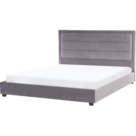 Waterbed Dark Grey Velvet Fabric Upholstery EU Super King Size 6ft Modern Design Padded Headboard ROUEN