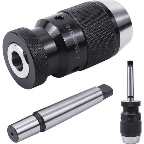 Mandrin Auto-Serrant B16 - 1 À 16 Mm - Adaptateur Conique Mk2 - Pour Perceuse À Colonne Tour Fraiseuse - 1 Pièce