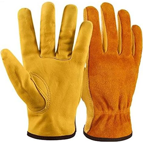 Gants de travail unisexes - Gants de jardinage en cuir anti-épines - Gants de protection pour le jardinage, les chantiers et le travail du bois - Robustes, respirants et offrant une excellente adhéren (1/5)