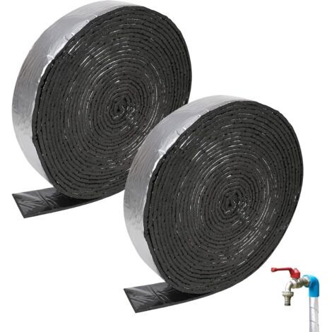 Lot de 2 rouleaux de ruban isolant avec mousse, isolation des tuyaux, à enrouler, pour l'isolation des tuyaux de chauffage, avec auto-adhésif, réduction du bruit pour la protection des tuyaux