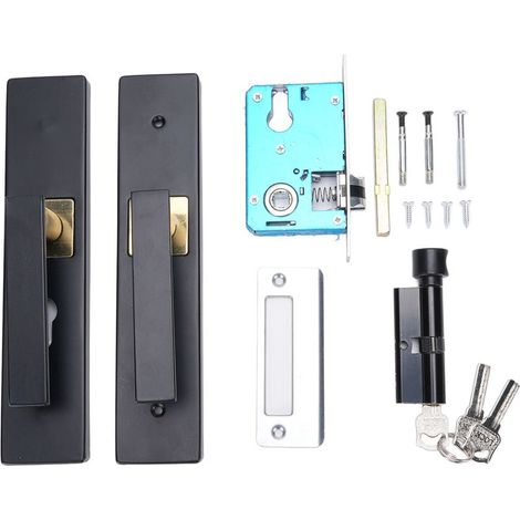 Toivize Serrures de porte à levier avec clés en aluminium noir, robustes et silencieuses, pour usage intérieur et extérieur (1/5)