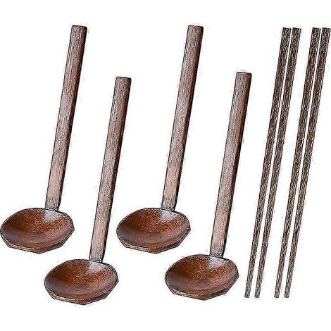 Cuillères japonaises à long manche, grandes cuillères à ramen, cuillères à fondue en bois, cuillères en forme de coquillage, cuillères à riz en bois So SZRH AC (1/4)