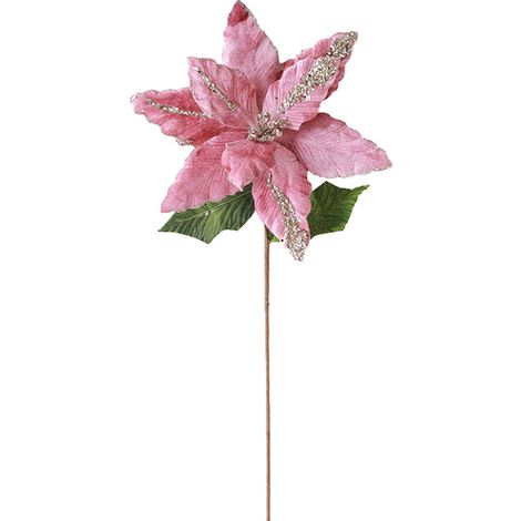 Fleur Artificielle De Noël - Tige En Fer Et Feuillage En Tissu - Décoration Pour Arbre De Noël Couronne Et Vase - 50 X 33 Cm - 1 Pièce (1/5)