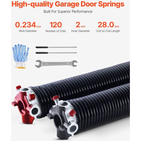 Ressorts de torsion pour porte de garage, 1 paire, Φ5,94xΦ50,8x711 mm, 16000 cycles, revêtement noir électrophorétique pour remplac… (1/5)