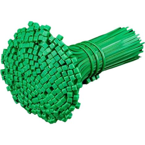 Colliers de serrage autobloquants en nylon vert 4 x 200 mm, lot de 500 (1/5)