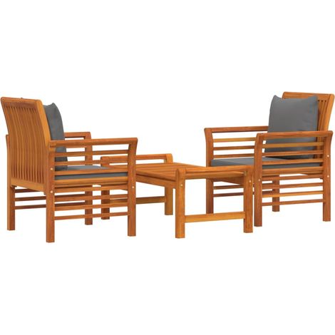 Mobili da giardino mobili da esterno Set di mobili da 3 pezzi con cuscini in legno massello di acacia 020015959