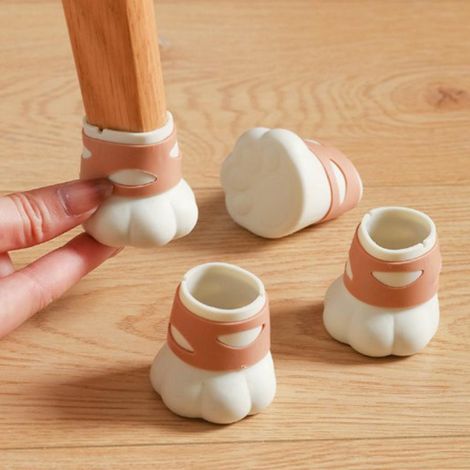 Lot de 4 protège-pieds de chaise pour parquet, motif pattes de chat, en silicone. (1/5)