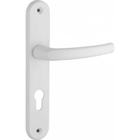 Thirard – Ensemble de poignées pour porte d'entrée Sultane – Trou de cylindre – Carré 7mm – Entr'axes 195mm – Finition blanche en zamak (1/2)