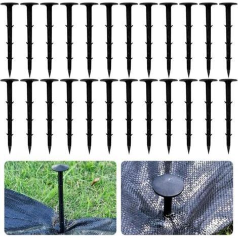 Lot de 60 Piquets de Fixation en Plastique Noir 12cm - Ancrage Extra Résistant avec Barbillons pour Toile Anti-Mauvaises Herbes et Paysagiste - Compatible Jardin et Extérieur (Réf: AAF) (1/4)