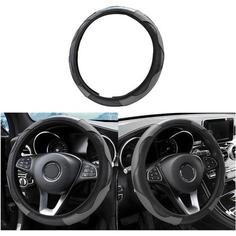Universal Car Steering Wheel Cover, Anti-slip, Protective Cover for Vehicle Steering Wheel, Diameter 37.5 cm, Grey, Soft Microfiber Leather (1/5)