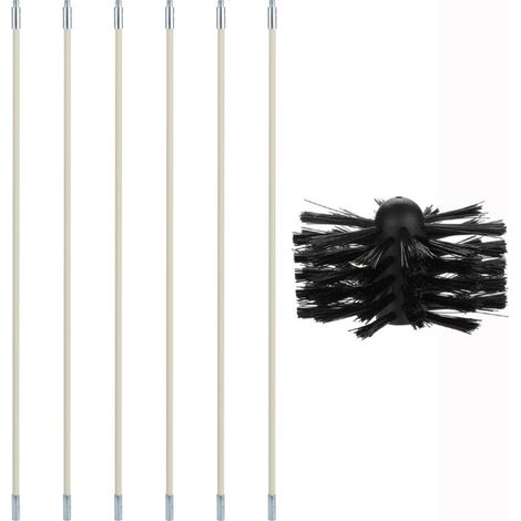 Brosse de ramonage, kit de nettoyage pour poêles à bois et à granulés comprenant 9 tuyaux en nylon, 1 tête de brosse et 1 tige hexagonale pour conduits d'évacuation de granulés – RAPANDA (1/4)