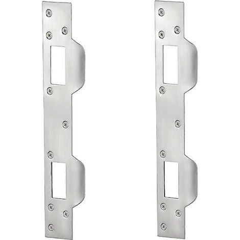 Plaque de gâche à double trou, plaque de renfort robuste pour poignée de porte et verrou (2 pièces, argent) (1/5)
