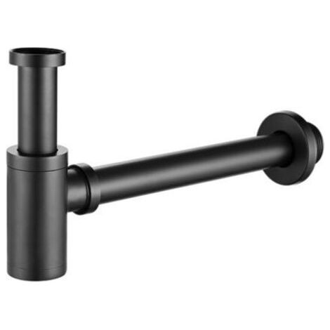 Standard-Siphon in Mattschwarz, Abflussabscheider aus Kupfer an der Wand in Mattschwarz