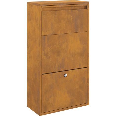 Boîte de dépôt de colis Rouillé 44 x 22 x 82 cm Acier patiné