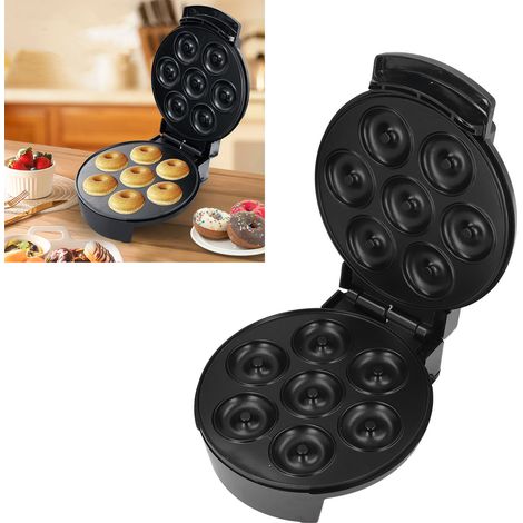 Prise standard européenne, tension : 220-240 V. Appareil à beignets multifonctionnel noir, plaque de cuisson électrique entièrement automatique, petit appareil à gâteaux, machine à pâtisserie. (1/5)