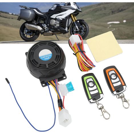Alarme antivol pour moto avec haut-parleur et unité principale intégrés, double télécommande, design rond en forme de soucoupe volante, étanche et universelle (télécommande livrée avec batterie intégr (1/5)