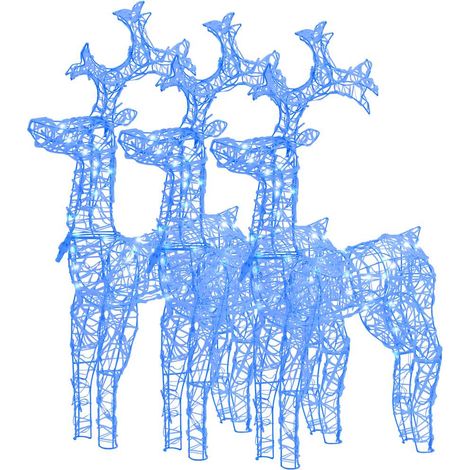 Rennes de Noël Lumineux Décoration Extérieure Intérieure Acrylique LED Bleu Lot de 3 (1/5)
