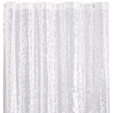 Rideau de Douche Transparent Imprimé en PEVA avec 12 Anneaux Inclus - Longueur 180 x Hauteur 200 cm (1/2)