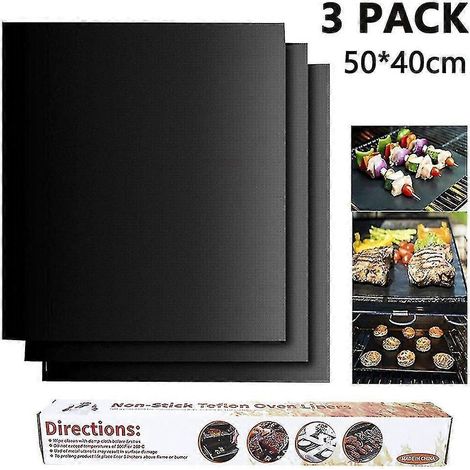 Tapis de cuisson antiadhésifs (lot de 3) pour barbecue et cuisson au four - réutilisables