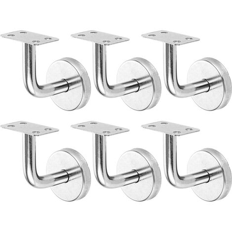 6 Pièce Support de Main Courante en Acier Inoxydable 60 x 60 mm Support Main Courante Main Courante pour Escalier, Couloirs, Cages d'escalier et Salles de Bains (plat) (1/5)