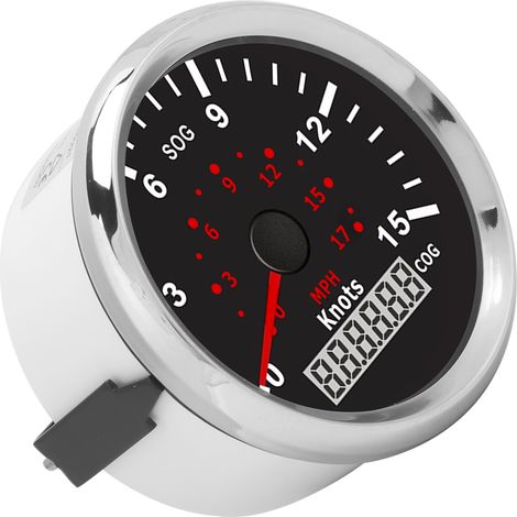 Compteur de vitesse GPS 85 mm, 0-17 mph (15 nœuds), IP67, écran LCD rétroéclairé rouge, pour voitures, bateaux, yachts et camping-cars 12/24 V (1/5)