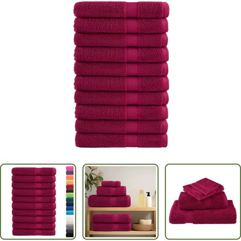 Saunatücher -  Premium Saunatücher SOLUND 10 Stk. Bordeaux 80x200 cm 600 g/m²