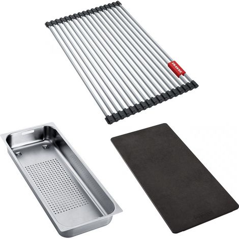Set accessoires éviers Mythos Inox : Rollmat + panier égouttoir + planche synthétique - Franke (1/4)